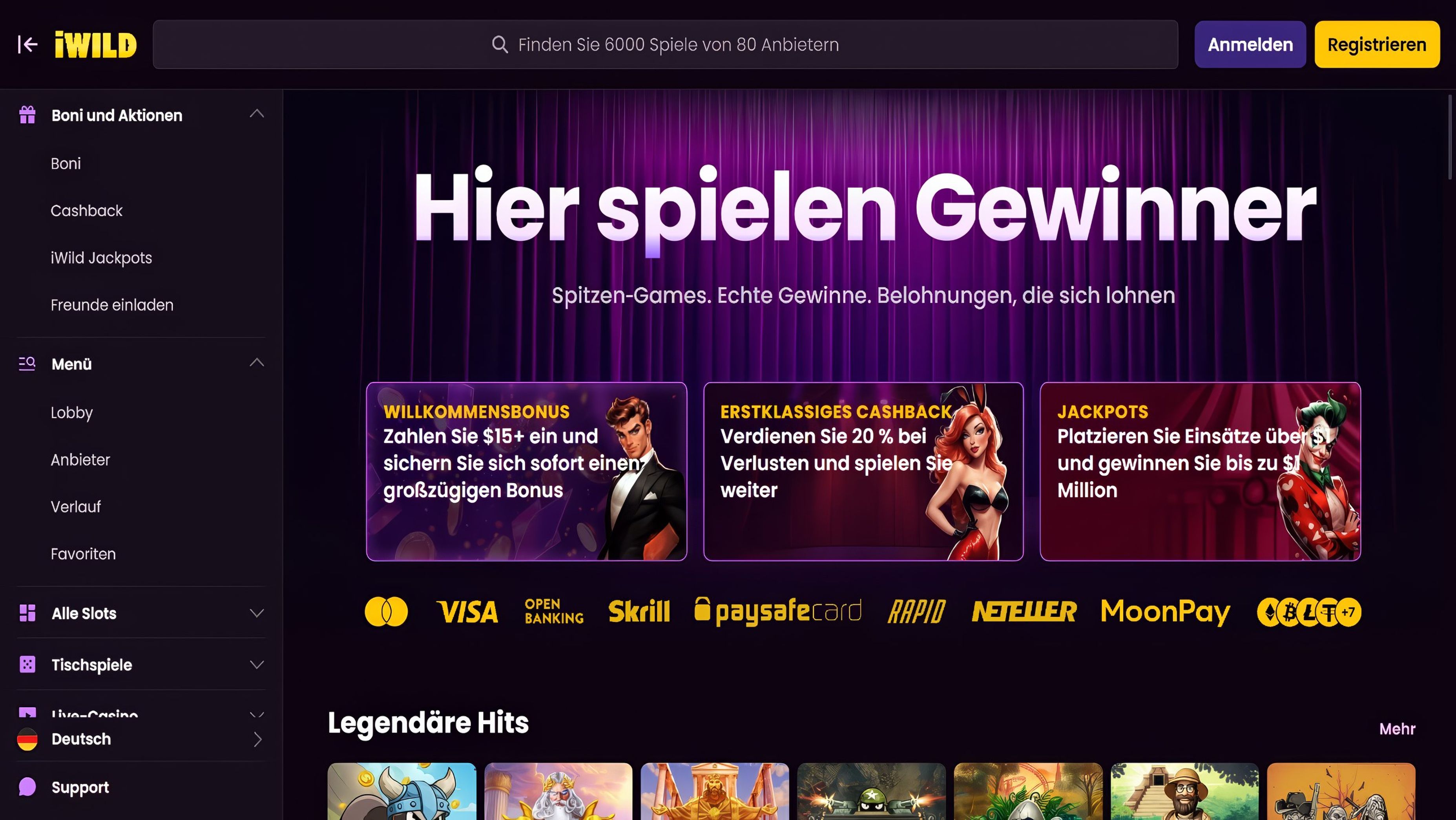 iWild Casino desktop screenshot 1